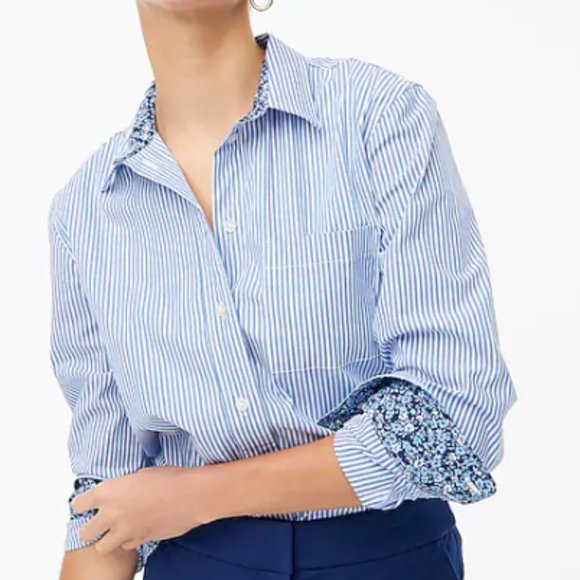 J. Crew Tops - J CREW RELAXED COTTON POPLIN BUTTON-UP SHIRT